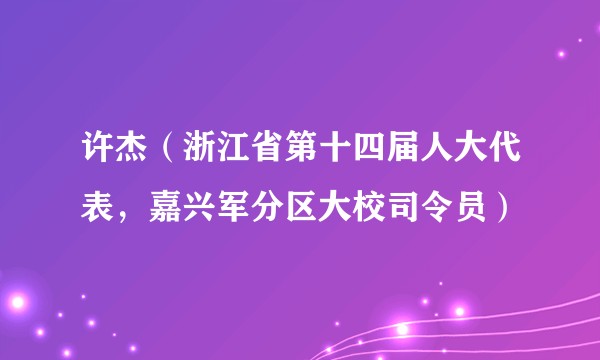 许杰(浙江省第十四届人大代表,嘉兴军分区大校司令员)