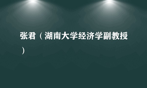 张君（湖南大学经济学副教授）