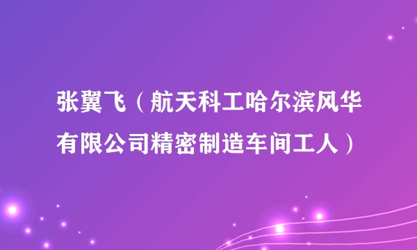 张翼飞（航天科工哈尔滨风华有限公司精密制造车间工人）