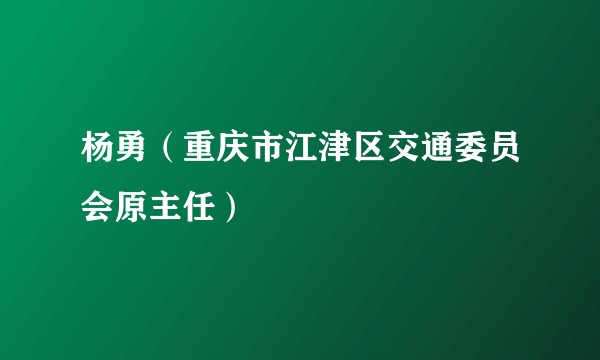 杨勇（重庆市江津区交通委员会原主任）