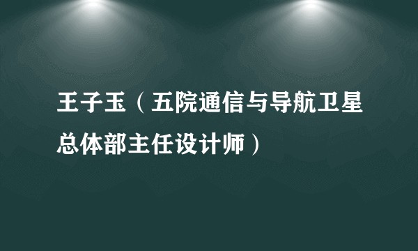 王子玉（五院通信与导航卫星总体部主任设计师）