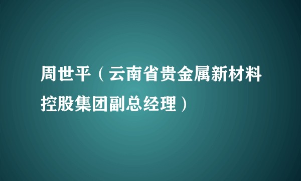 周世平（云南省贵金属新材料控股集团副总经理）