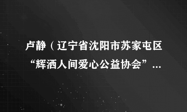 卢静（辽宁省沈阳市苏家屯区“辉洒人间爱心公益协会”负责人）