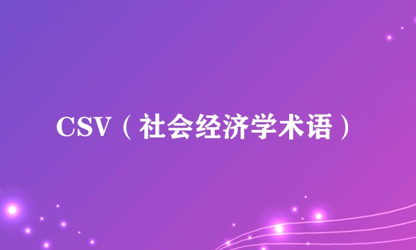 CSV（社会经济学术语）