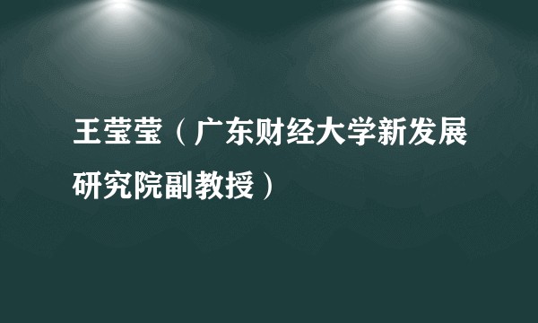 王莹莹（广东财经大学新发展研究院副教授）