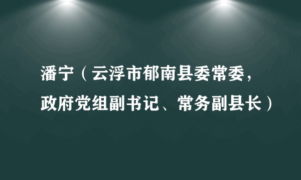 潘宁（云浮市郁南县委常委，政府党组副书记、常务副县长）