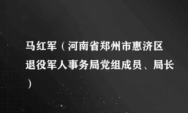 马红军(河南省郑州市惠济区退役军人事务局党组成员、局长)