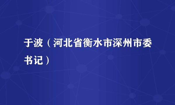 于波（河北省衡水市深州市委书记）