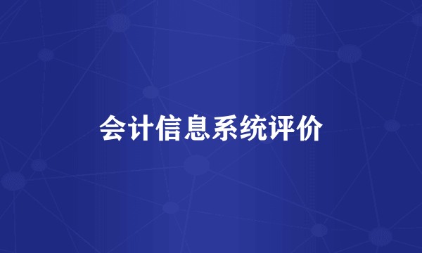会计信息系统评价