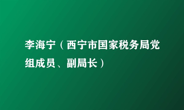 李海宁（西宁市国家税务局党组成员、副局长）