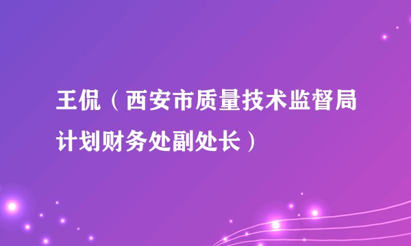 王侃（西安市质量技术监督局计划财务处副处长）