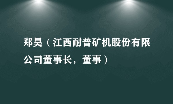 郑昊（江西耐普矿机股份有限公司董事长，董事）