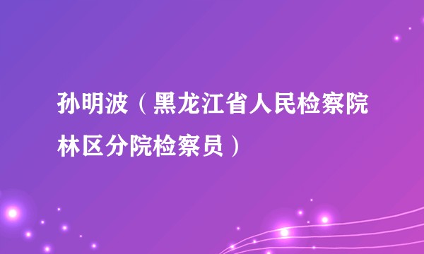 孙明波（黑龙江省人民检察院林区分院检察员）