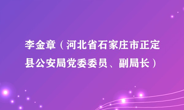 李金章（河北省石家庄市正定县公安局党委委员、副局长）