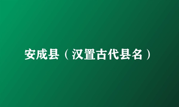 安成县（汉置古代县名）