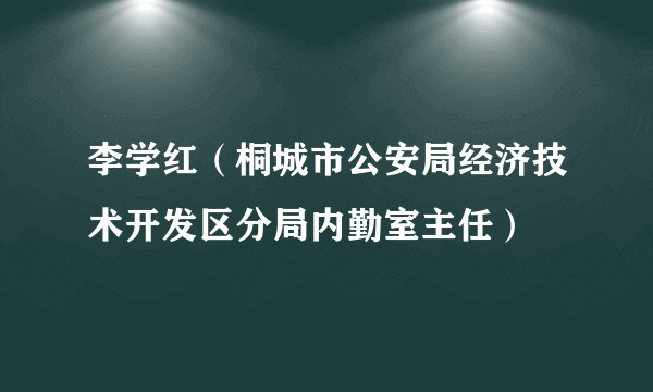 李学红（桐城市公安局经济技术开发区分局内勤室主任）