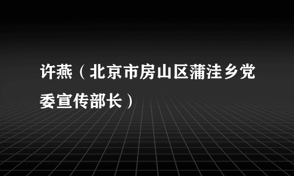许燕（北京市房山区蒲洼乡党委宣传部长）