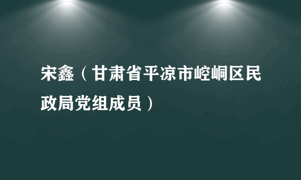 宋鑫（甘肃省平凉市崆峒区民政局党组成员）