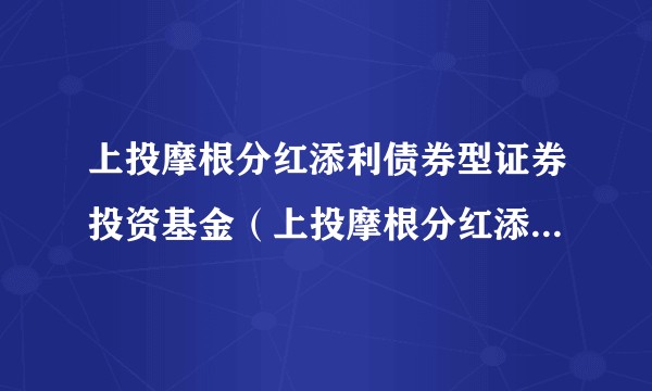 上投摩根分红添利债券型证券投资基金（上投摩根分红添利债券B）