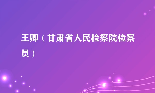 王卿（甘肃省人民检察院检察员）