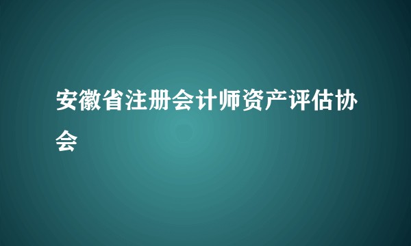 安徽省注册会计师资产评估协会