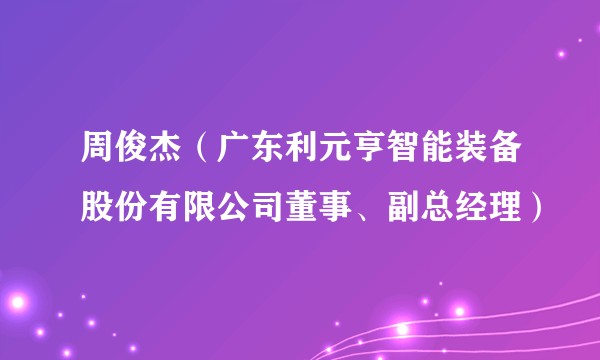 周俊杰（广东利元亨智能装备股份有限公司董事、副总经理）