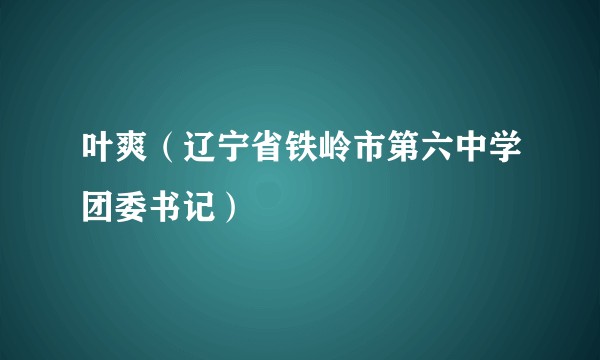 叶爽（辽宁省铁岭市第六中学团委书记）