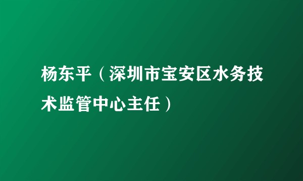 杨东平（深圳市宝安区水务技术监管中心主任）