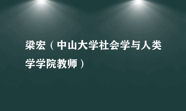 梁宏（中山大学社会学与人类学学院教师）