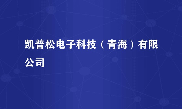 凯普松电子科技（青海）有限公司