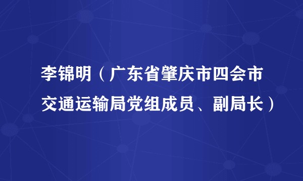李锦明（广东省肇庆市四会市交通运输局党组成员、副局长）