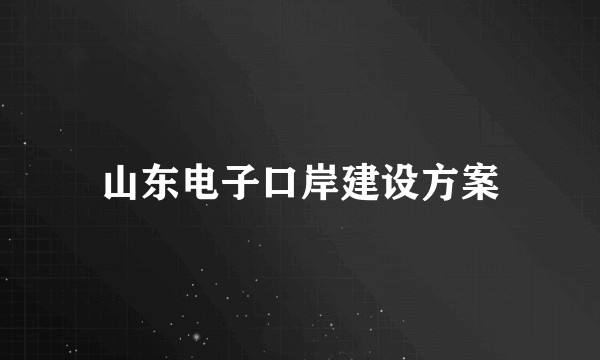 山东电子口岸建设方案