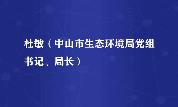 杜敏（中山市生态环境局党组书记、局长）