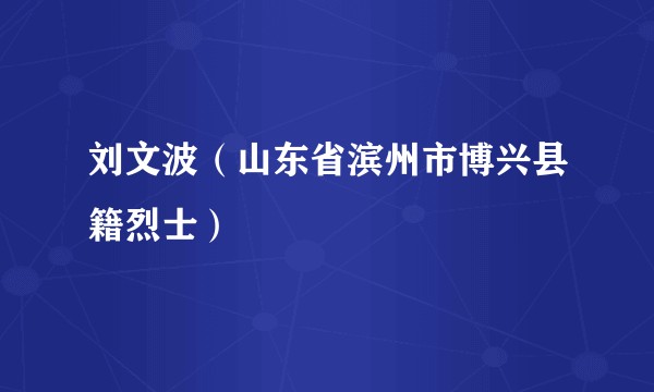 刘文波（山东省滨州市博兴县籍烈士）