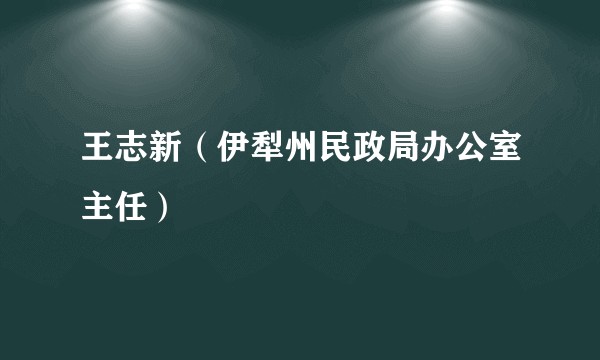 王志新（伊犁州民政局办公室主任）