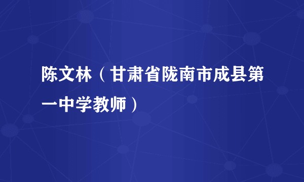 陈文林（甘肃省陇南市成县第一中学教师）