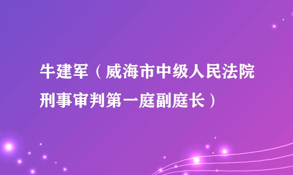 牛建军（威海市中级人民法院刑事审判第一庭副庭长）