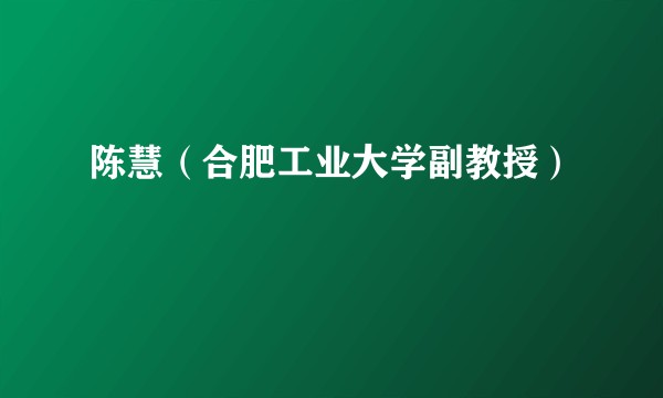 陈慧（合肥工业大学副教授）
