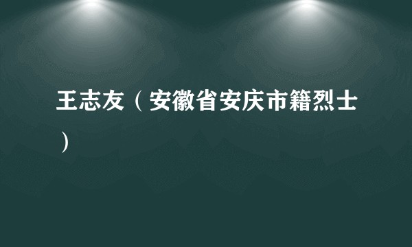 王志友（安徽省安庆市籍烈士）