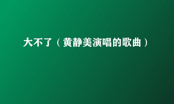 大不了（黄静美演唱的歌曲）