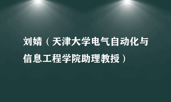 刘婧（天津大学电气自动化与信息工程学院助理教授）