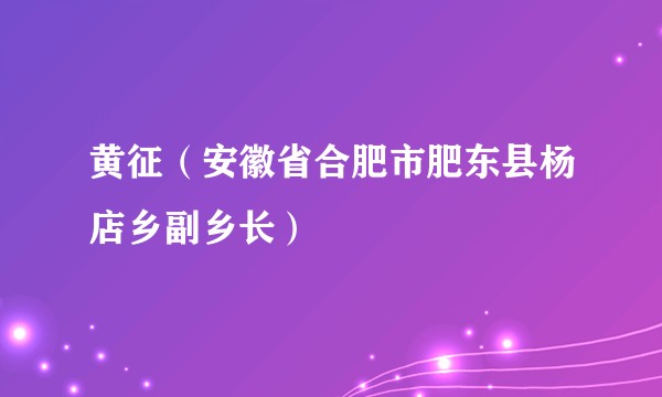 黄征（安徽省合肥市肥东县杨店乡副乡长）