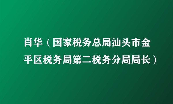 肖华（国家税务总局汕头市金平区税务局第二税务分局局长）