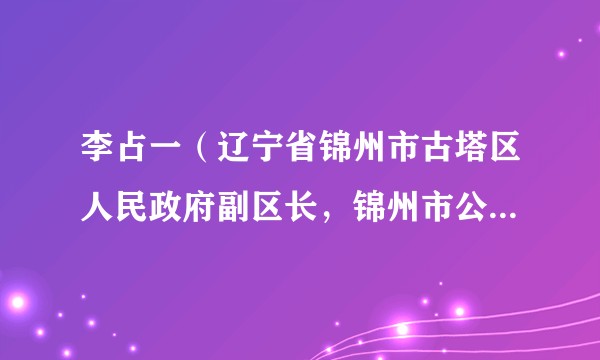 李占一（辽宁省锦州市古塔区人民政府副区长，锦州市公安局古塔分局党委书记、局长）