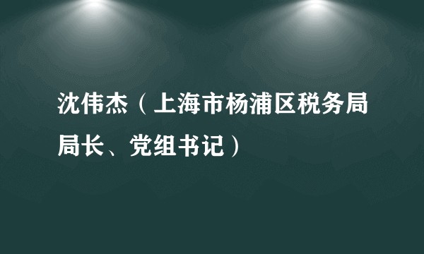 沈伟杰（上海市杨浦区税务局局长、党组书记）