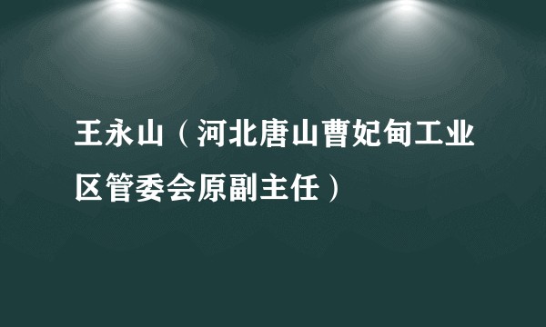 王永山（河北唐山曹妃甸工业区管委会原副主任）