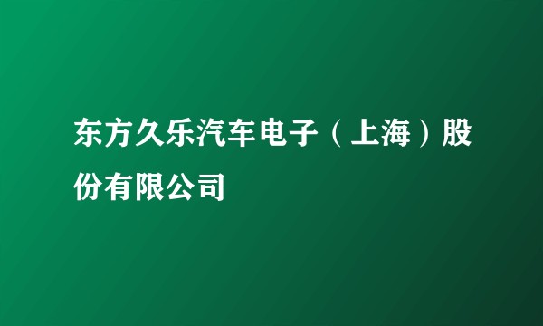 东方久乐汽车电子（上海）股份有限公司