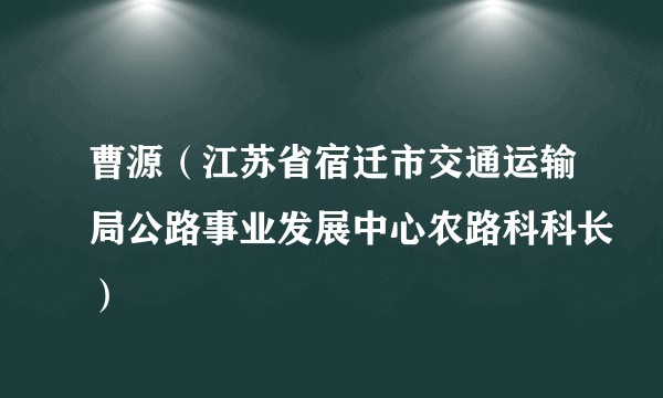 曹源（江苏省宿迁市交通运输局公路事业发展中心农路科科长）