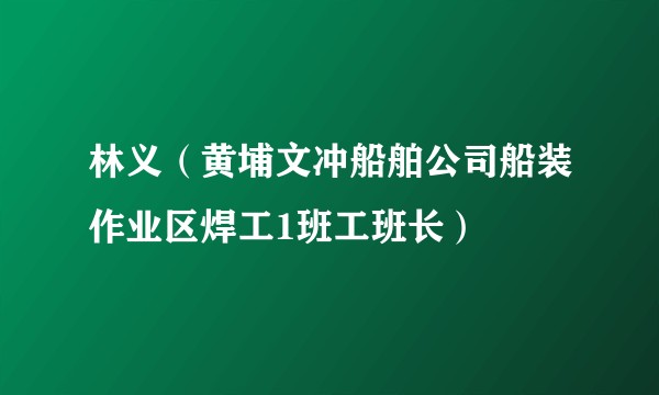 林义（黄埔文冲船舶公司船装作业区焊工1班工班长）