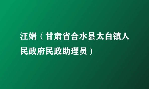 汪娟（甘肃省合水县太白镇人民政府民政助理员）